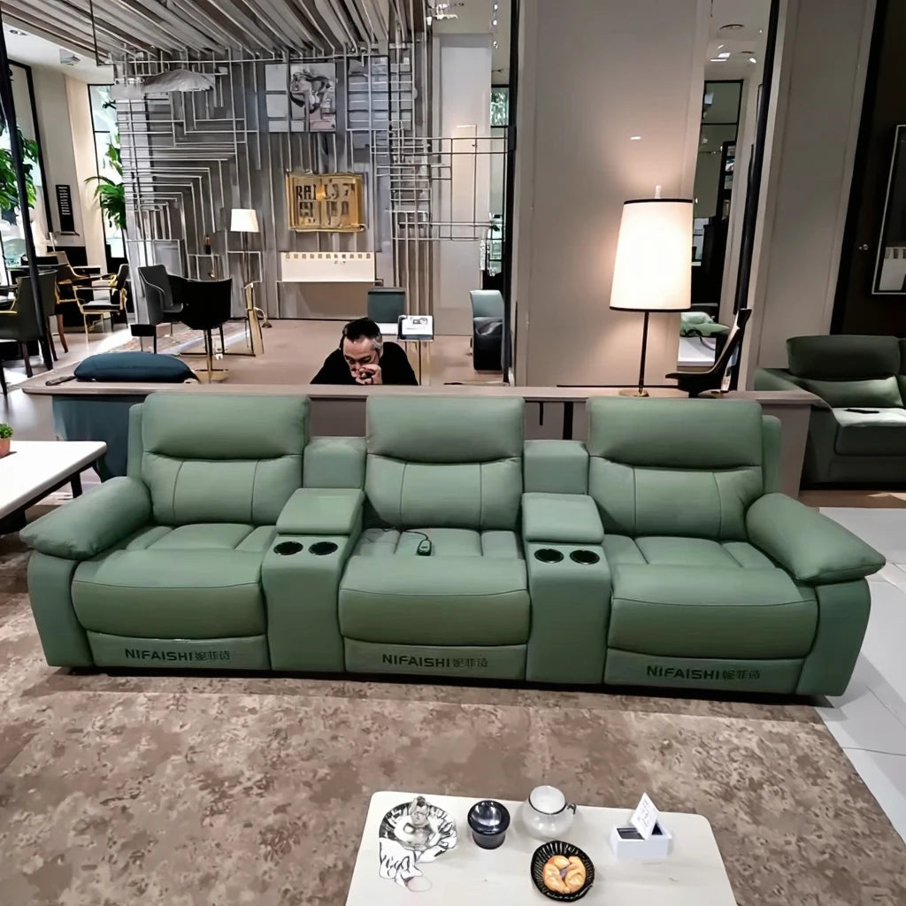 Lurxuy Multi-Function Electric 3 2 1 Sofa Set Modern Home Theater Leather Sofa Smart Living Room Sofa Furniture Set