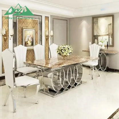 Wayon Modern Luxury Dining Table Unique Interlocking Rings Pedestal Table for Villa Project Use