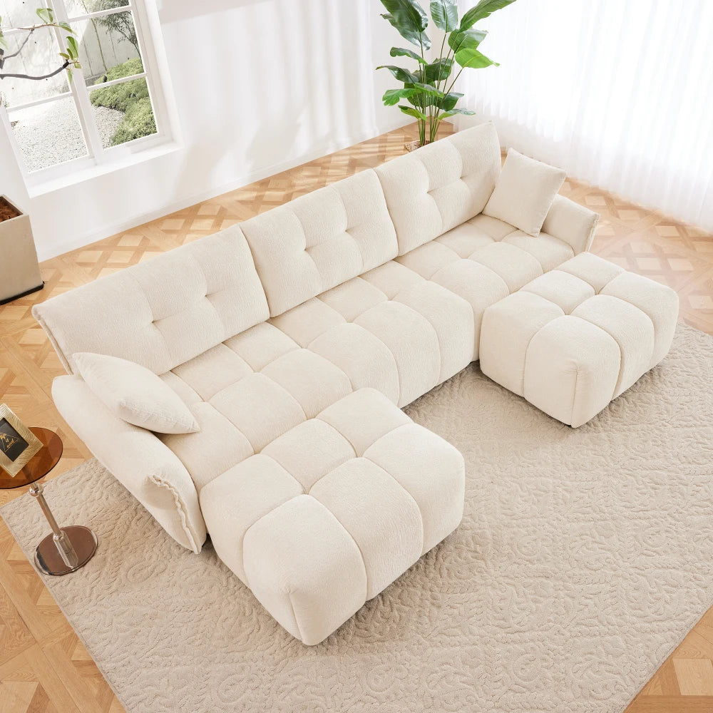 Cream-style Cotton Candy Sofa Set Living Room Furniture Modern Sofa Minimalism Soft Cloud White Lambs Wool Fabric Sofa for Home
