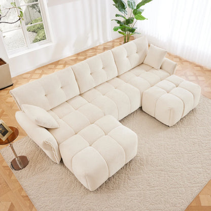 Cream-style Cotton Candy Sofa Set Living Room Furniture Modern Sofa Minimalism Soft Cloud White Lambs Wool Fabric Sofa for Home