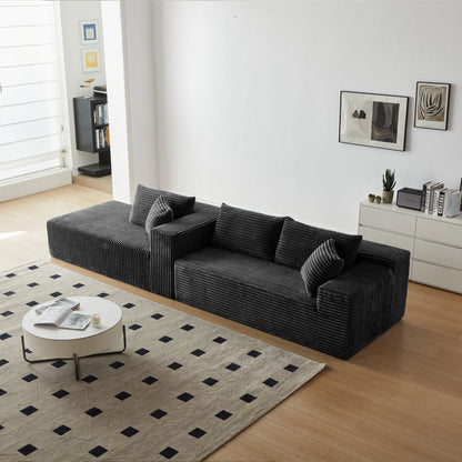 Modern Sherpa L-Shaped Flannel Modular Sectional Sofa Three Seat Corner Apartment Villa Living Room Armless Cushion Back Color