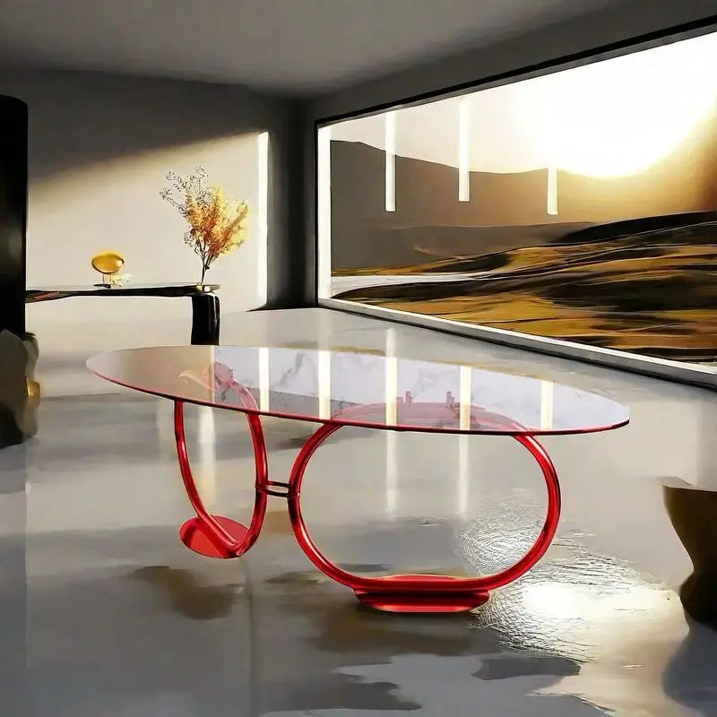Italian Luxury High-Grade Metal Tempered Glass Oval Dining Table Set Modern Design for Home Apartment Villa 10+ Seater