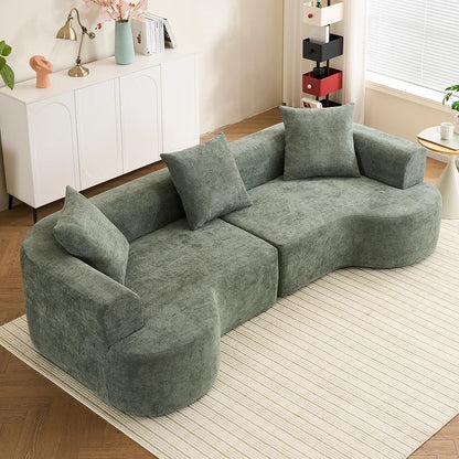 84" Chenille Convertible Modern Sofa Loveseat Deep Seat 2 Throw Pillows Memory Foam Living Room Apartment Office Lounge-Black
