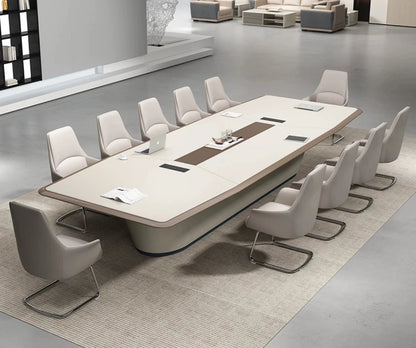 Modern Wood Conference Table White Adjustable Height Long Large Office Furniture for Commercial Use