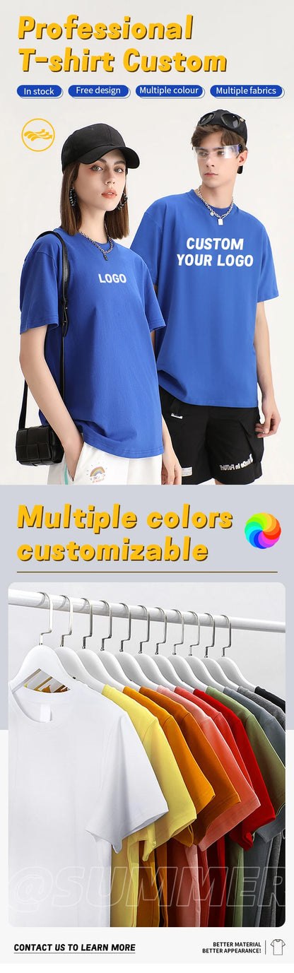 Wholesale Custom Oversized Plain Logo White T-shirts in Bulk Mens Blank T Shirt Unisex 100% Organic Pima Cotton Bulk Tshirts