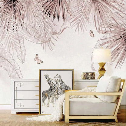Custom Mural Wallpaper 3D Stereo Tropical Plant Butterfly Leaves Wall Painting Living Room TV Sofa Bedroom Papel De Parede Sala