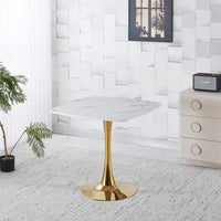 Square Dining Table Marble Top Golden Metal Frame Modern Design Home Furniture 2-4 Persons Small  Apartment