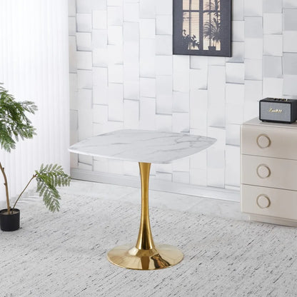 Square Dining Table Marble Top Golden Metal Frame Modern Design Home Furniture 2-4 Persons Small  Apartment