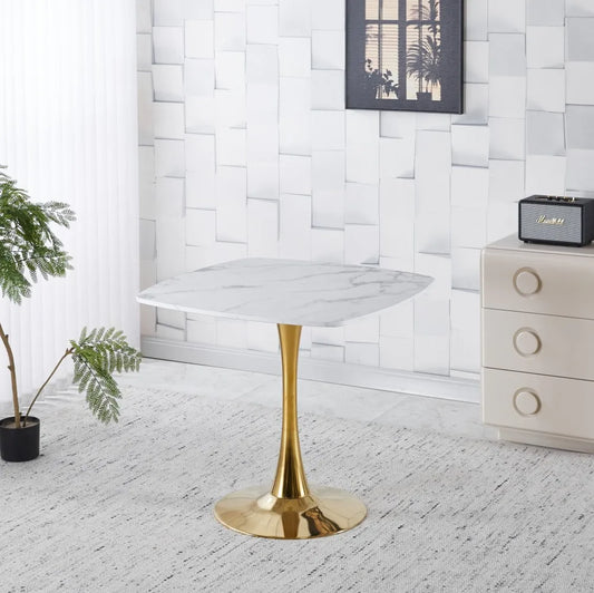 Square Dining Table Marble Top Golden Metal Frame Modern Design Home Furniture 2-4 Persons Small  Apartment