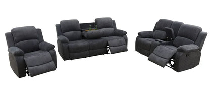Beige Corduroy 3-Piece Living Room Recliner Sofa Set