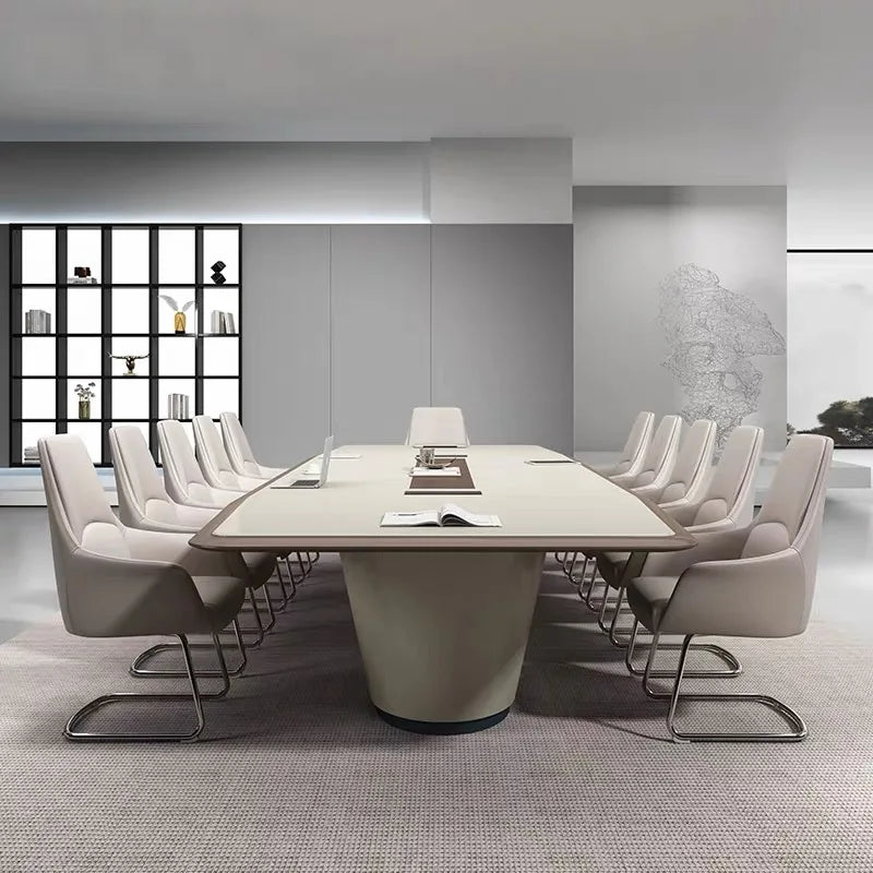 Modern Wood Conference Table White Adjustable Height Long Large Office Furniture for Commercial Use