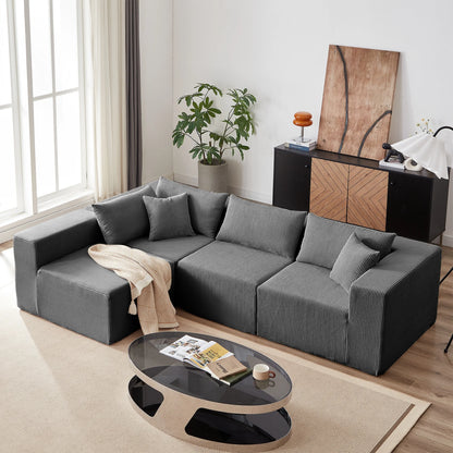 High Compact Multi-seat Luxury Light Gray Flannel Upholstered Sofa Bed Set Modern Sectional Eco-Friendly Apartment Tufted Villa