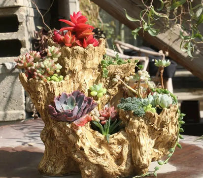 American Broken Root Shape Succulent Resin Flower Pot Outdoor Balcony Furnishing Crafts Garden Villa Vase Ornaments Decoration