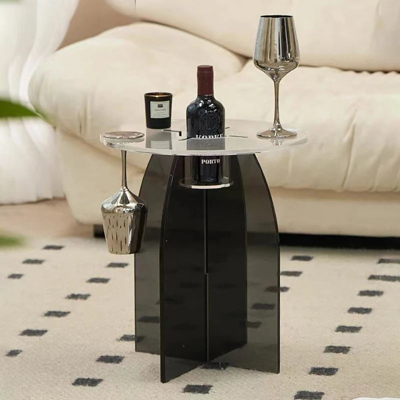 Modern Transparent Acrylic Long Coffee Table with Unique round Design Living Room Furniture with Metal Material