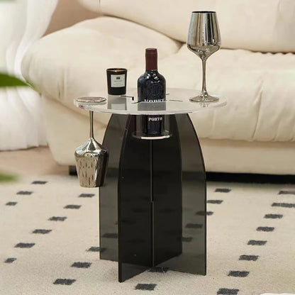 Modern Transparent Acrylic Long Coffee Table with Unique round Design Living Room Furniture with Metal Material