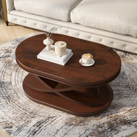44 Inch Modern Wood Oval Coffee Table with X-Shaped Base Open Storage Sofa Center Table for Living Room Furniture