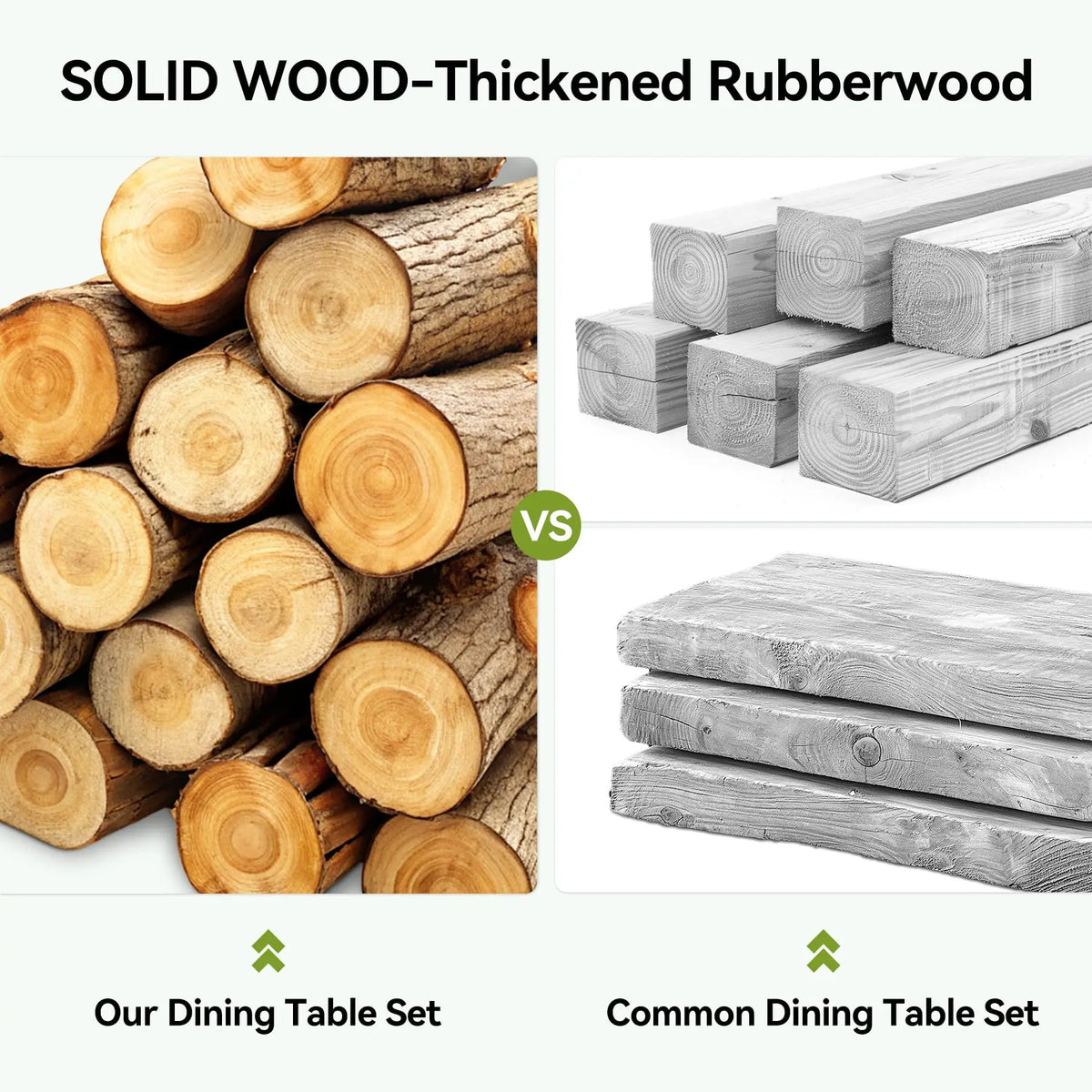 5-Piece Solid Wood Dining Table Set for 4