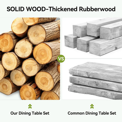 5-Piece Solid Wood Dining Table Set for 4