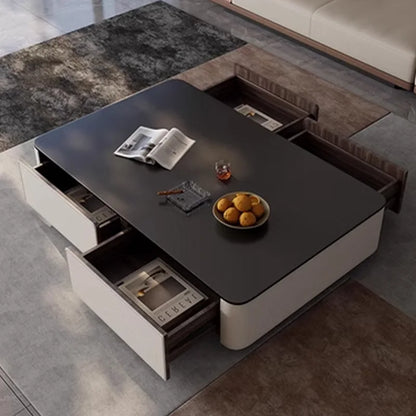 Italian Minimalist Stone Coffee Table Living Room Simple Modern Design Suitable Various Sizes Apartments Rectangular