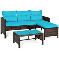 DB Modern Outdoor Patio Corner Rattan Sofa Set 3-Piece Durable PE Furniture for Garden or Living Room for Warehouse Use