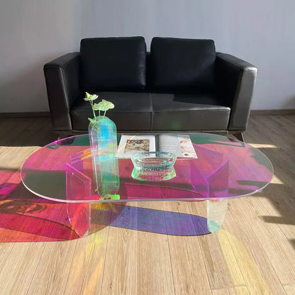 Nordic Modern Sofa Side Round Acrylic Coffee Table rainbow Colorful Living Room Center Side Tea Table