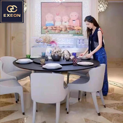 Italian Furniture Minimal Design Dining Table Natural Marble Modern Mansion Designer Round Dining Table