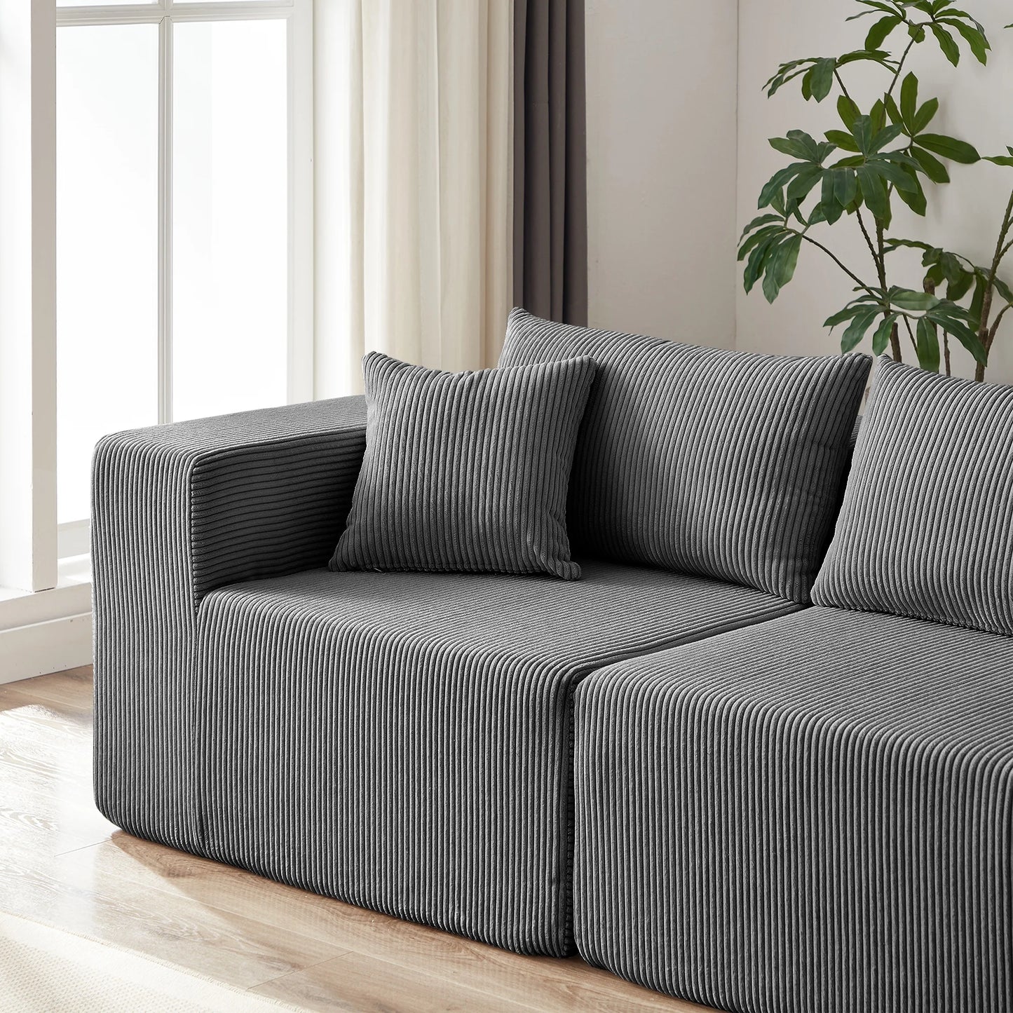 High Compact Multi-seat Luxury Light Gray Flannel Upholstered Sofa Bed Set Modern Sectional Eco-Friendly Apartment Tufted Villa