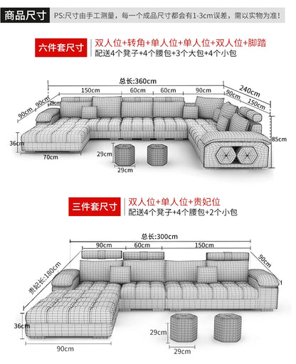MANBAS Fabric Big Sofa Set Living Room Furniture Cloth Sofa Modernos Para Sala Sectional Sofa U Shape Corner Couch Grandes Salon