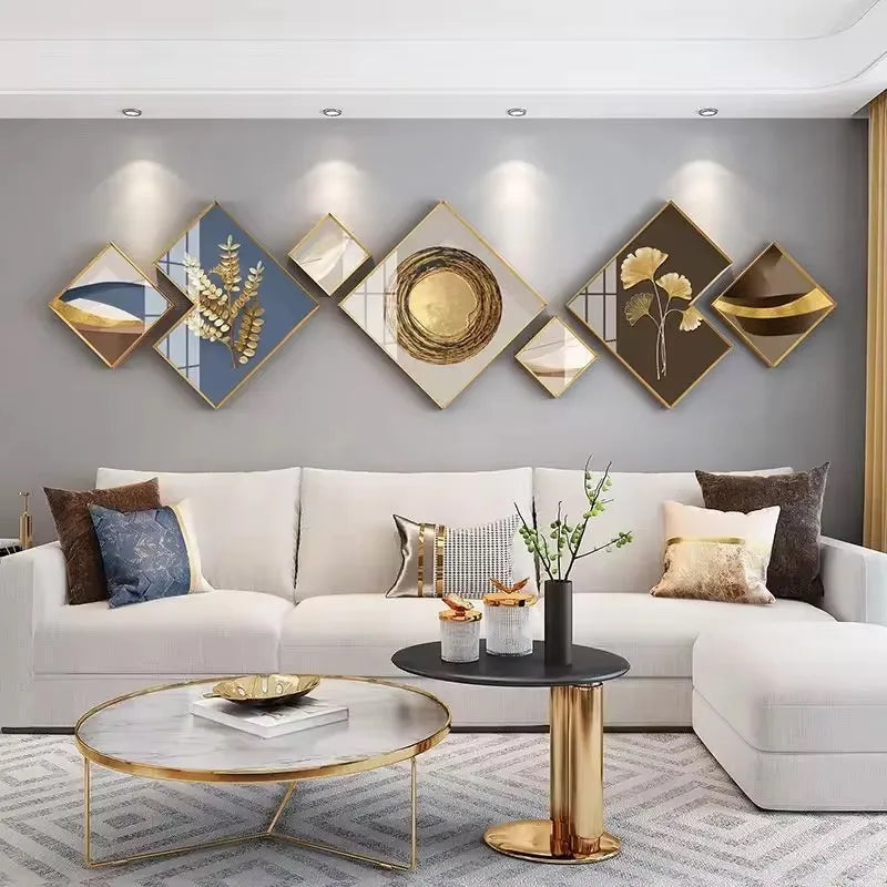 270X73cm Aluminum Alloy Frame Glass Gallery Hanging Paintings Living Room TV Sofa Background Crystal Wall Decor Dropshipping DDP