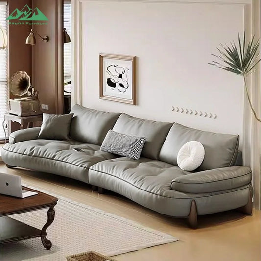 Wayon Foshan Factory Wholesale Italian Minimalist Retro Three-seater Sofa, Cloud Design, Cream Color for Small Space