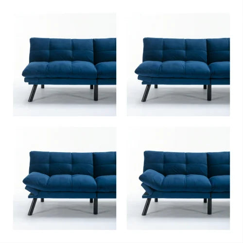 FCJ Navy Blue Convertible Folding Modern Sofa Bed Reclining and Extendable for Home or Mall Use for Living Room