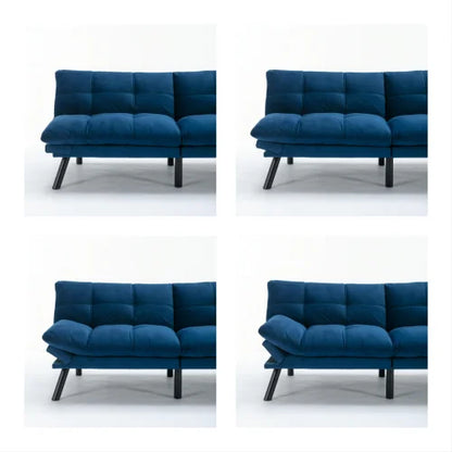 FCJ Navy Blue Convertible Folding Modern Sofa Bed Reclining and Extendable for Home or Mall Use for Living Room