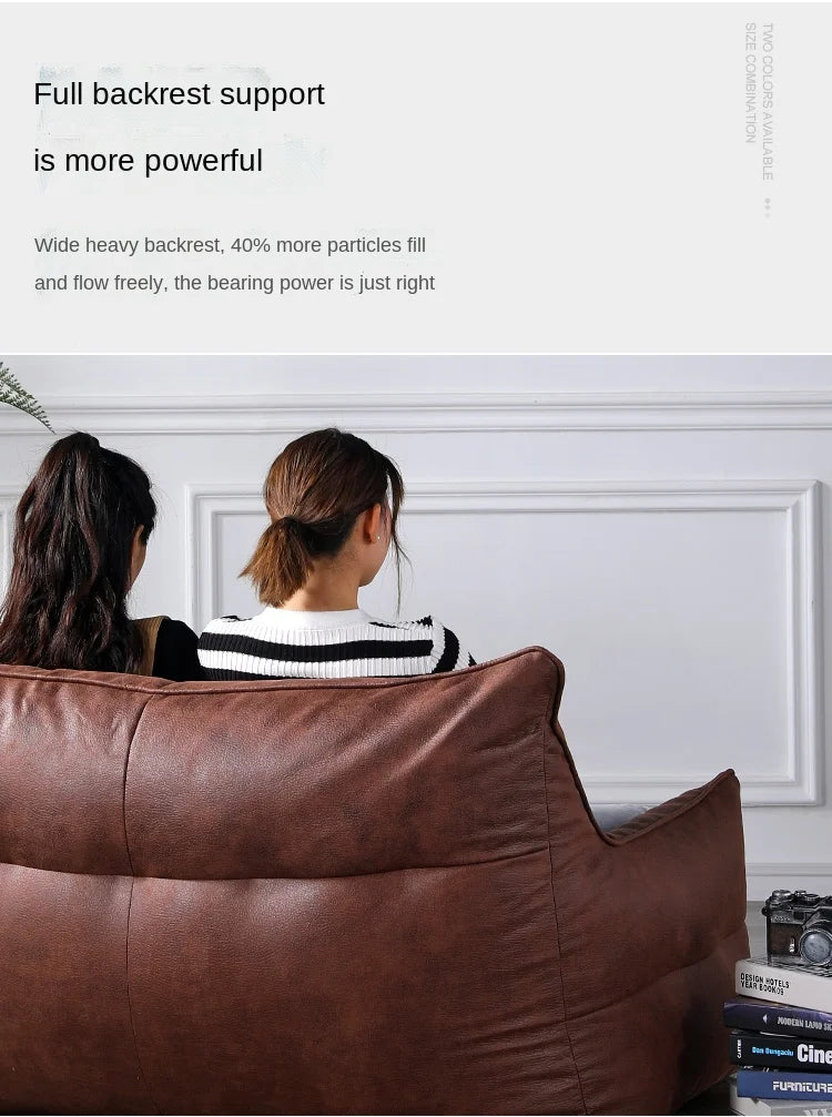 OTAUTAU 3-seat Retro Faux Leather Bean Bag Sofa Cover SF003【No Filler Inside ! You Need To Buy The Filler By Yourself！】