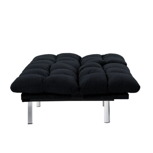 Multifunctional Modern Sofa Bed Foldable 2-Seater Velvet Fabric for Bedroom Living Room & Apartments (Black)