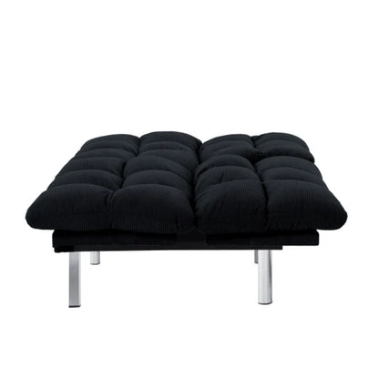 Multifunctional Modern Sofa Bed Foldable 2-Seater Velvet Fabric for Bedroom Living Room & Apartments (Black)
