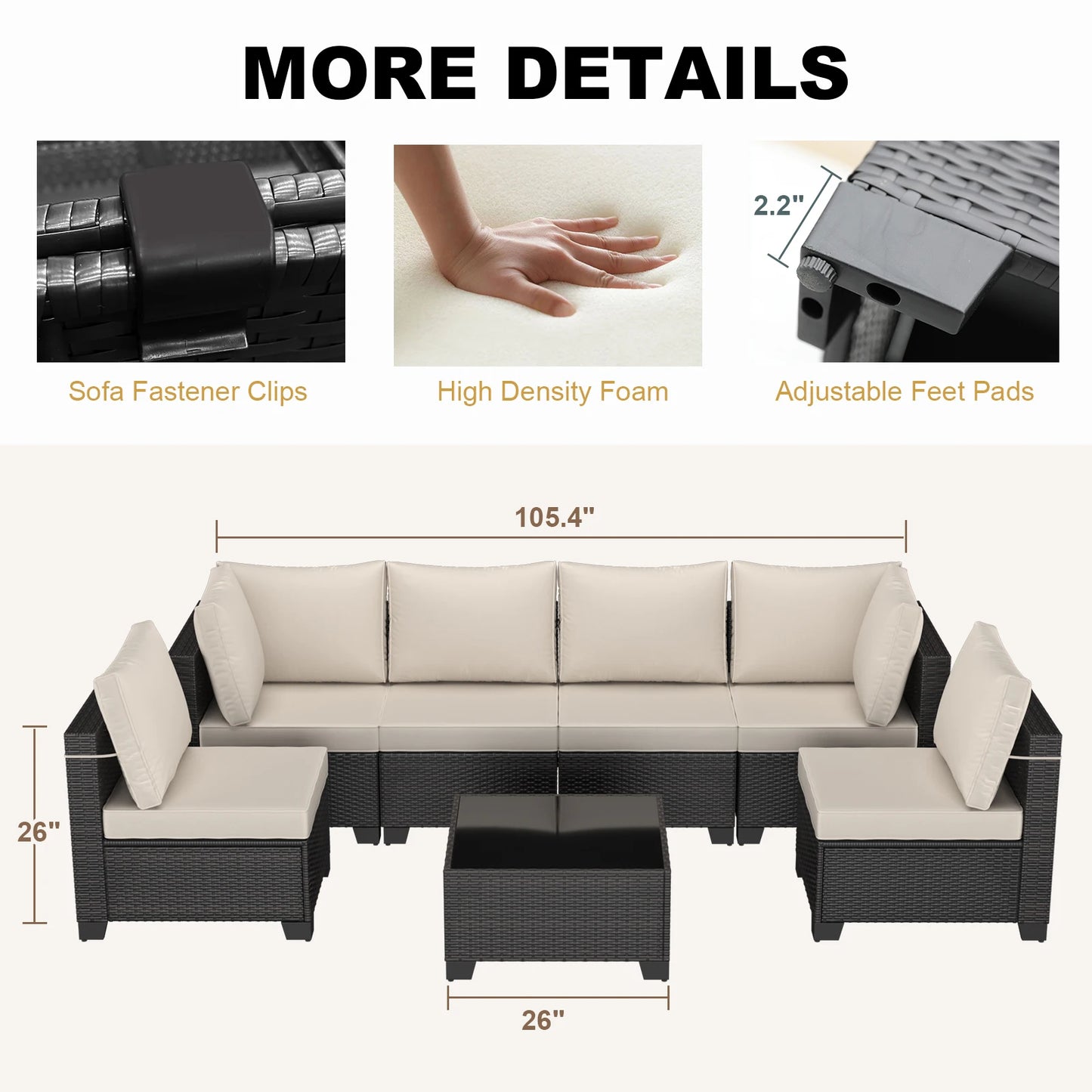 7-piece Sofa Custom Modular Combination Rattan Garden Preferred Outdoor Furniture Factory Wholesale Low-cost Sofa Set Multicolor