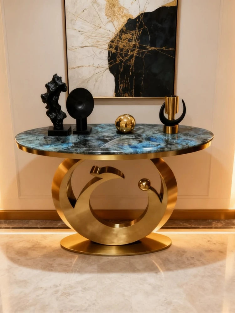 Modern Luxury Marble Slab Entrance Table Living Room Facing Door Wall End Scenic Platform Corridor Storage Rack Eco-friendly