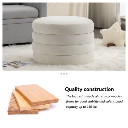 Modern Comfort Upholstered Ottoman with Storage Wood Frame for Home Living Room or Office Furniture