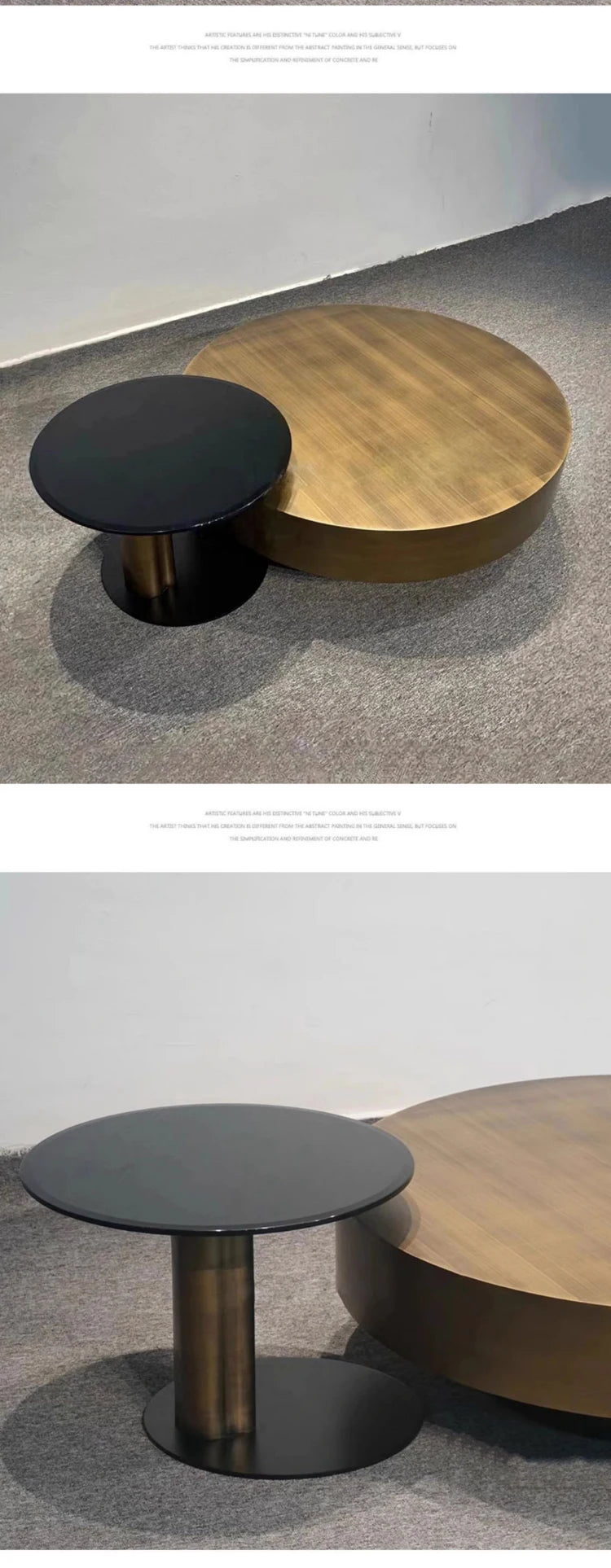 Luxury Modern Round Coffee Table Sets Hotel Center Tables Frame Combination Coffee Table Living Room Metal With Glass 1 Piece