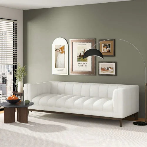 Modern Melissa Mid-Century  3-Seater White Boucle Modern Sofa for Living Room Furniture