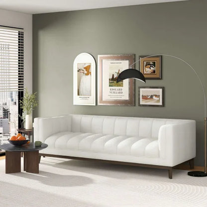 Modern Melissa Mid-Century  3-Seater White Boucle Modern Sofa for Living Room Furniture