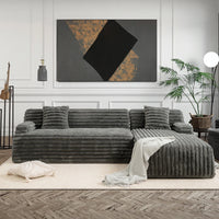 Cloud Convertible Sectional Sofa Set Modular Design for Apartment Living Room Dark Gray