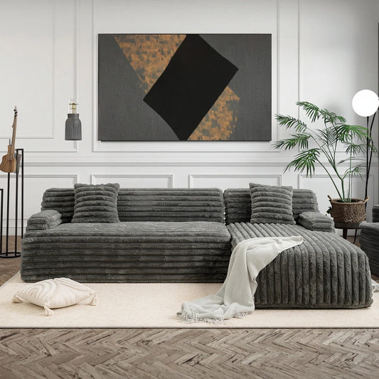 Cloud Convertible Sectional Sofa Set Modular Design for Apartment Living Room Dark Gray