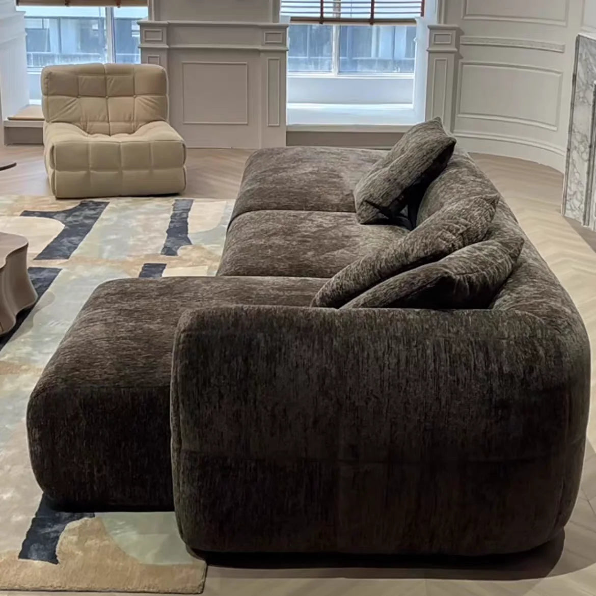 L-shaped Corner Set Noble Consort Combination Chenier Modern Style Straight Row Sponge Filled Fabric Sofa