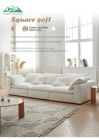 Wayon   Modern Modular Sofa with Wooden Legs Light Beige Fabric for Apartment Living Room Flexible Sectional