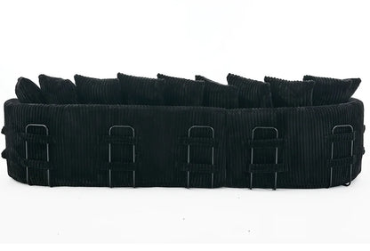 84" Chenille Convertible Modern Sofa Loveseat Deep Seat 2 Throw Pillows Memory Foam Living Room Apartment Office Lounge-Black