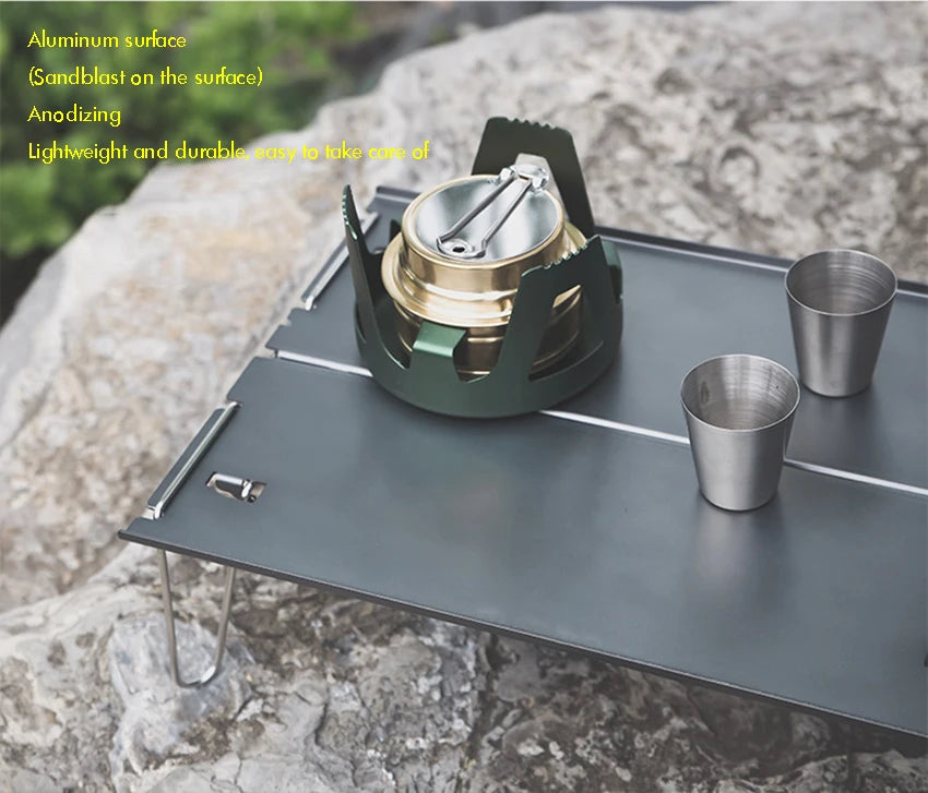 Portable Camping Table, Small Ultralight Folding Table with Aluminum Table Top and Carry Bag, Mini Barbecue Coffee Table