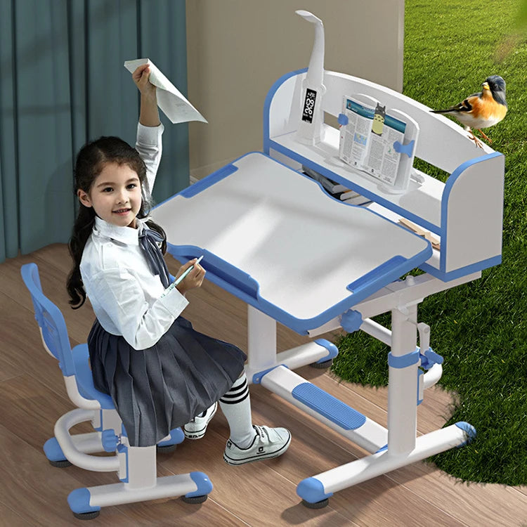 Adjustable Table Top Angle Children Study Table  Posture Correction Multi-functional Lifting Learning Desk with Bookcase