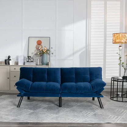 FCJ Navy Blue Convertible Folding Modern Sofa Bed Reclining and Extendable for Home or Mall Use for Living Room