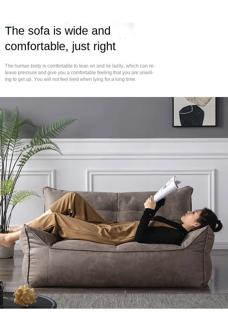 OTAUTAU 3-seat Retro Faux Leather Bean Bag Sofa Cover SF003【No Filler Inside ! You Need To Buy The Filler By Yourself！】